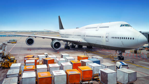 modern airliner gets service at the airport