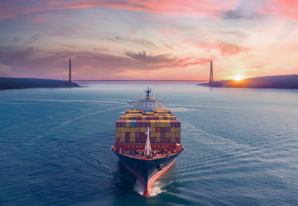 istanbul bosphorus and container ship.